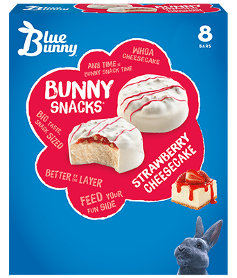 Strawberry Cheesecake Bunny Snacks® Front View Package
