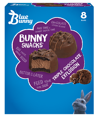 Triple Chocolate Explosion Bunny Snacks® Front View Package