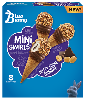 Mini Swirls® Nutty Fudge Sundae Front View Package