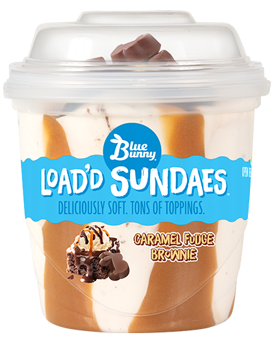 Load'd Sundaes® Caramel Fudge Brownie Front View Package