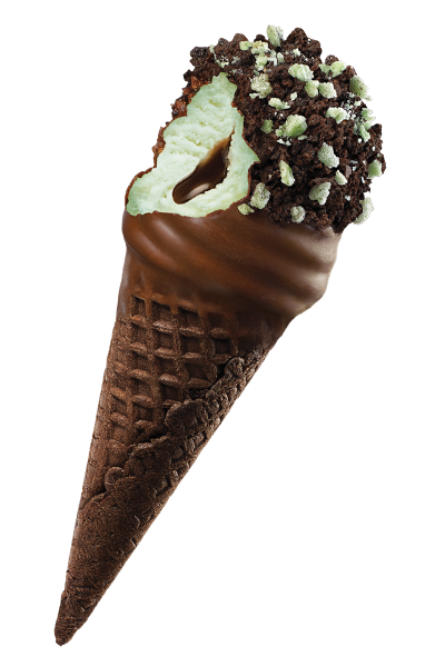 Mini Swirls® Mint Cookie Crunch Out of Package With Bite