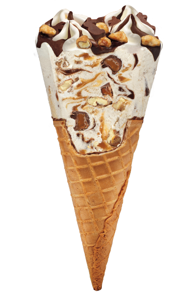 Load'd Cones® Salted Caramel Pecan Out of Package With Bite