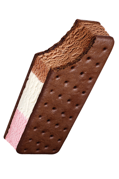 BIG Neapolitan® Sandwich Out of Package With Bite