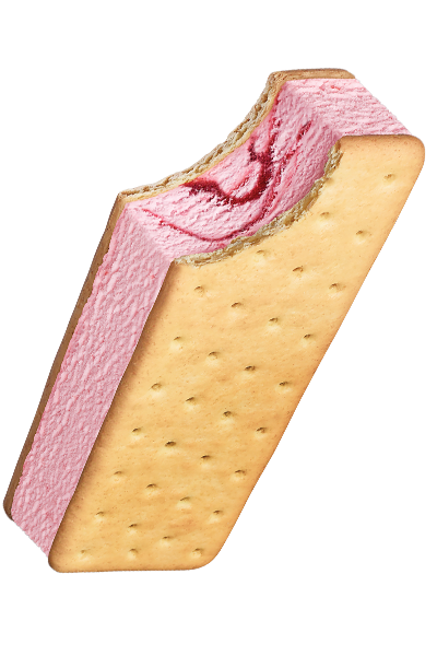 BIG Double Strawberry® Sandwich Out of Package With Bite