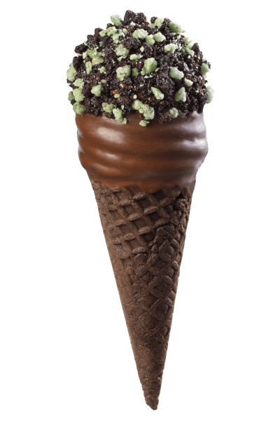 mint chocolate chip ice cream cone