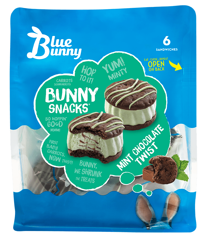 Mint Chocolate Twist Bunny Snacks® Front View Package