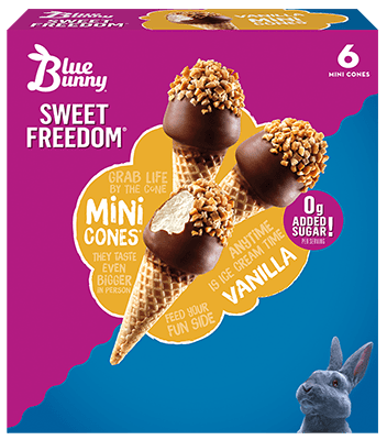 Sweet Freedom® Snack Size Vanilla Cones Front View Package